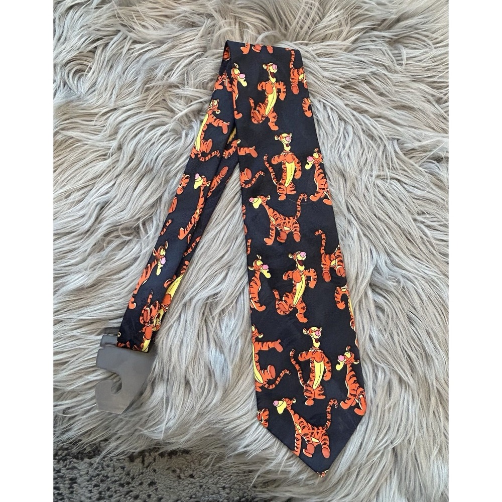 Vintage POOH Disney Winnie The Pooh Tigger Patterned Navy Blue Men's Neck Tie